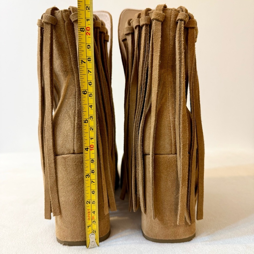 Anthropologie Cecelia New York Brackett Fringe Boots in Taupe Suede Size 9 - Picture 8 of 12
